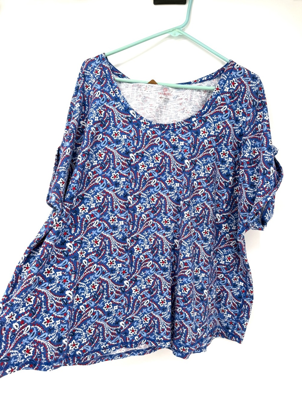 Talbots Blue Paisley Floral Scoop Neck Tunic
